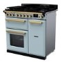 Rangemaster Estel Deluxe 90cm Dual Fuel Range Cooker - Misty Blue + Brass