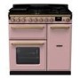 Rangemaster Estel Deluxe 90cm Dual Fuel Range Cooker - Pale Pink + Brass