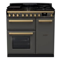 Rangemaster Estel Deluxe 90cm Dual Fuel Range Cooker - Slate + Brass