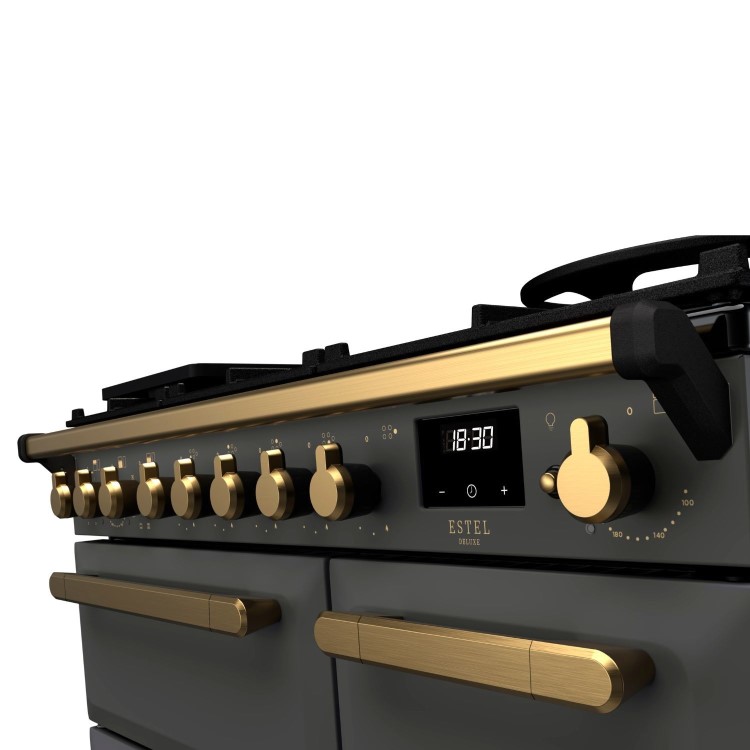 Rangemaster Estel Deluxe 90cm Dual Fuel Range Cooker - Slate + Brass