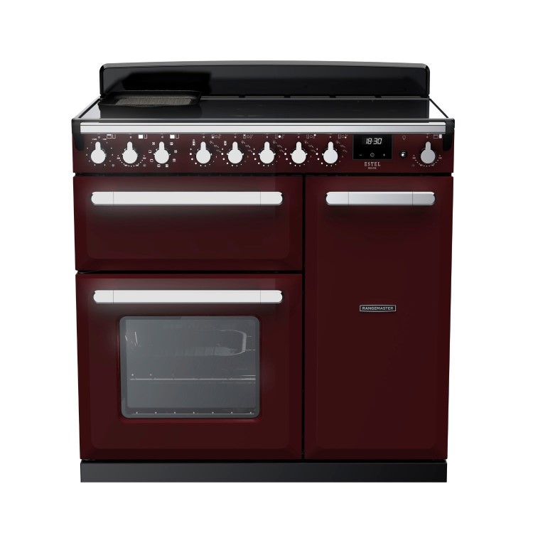 Rangemaster Estel Deluxe 90cm Induction Range Cooker - Bordeaux + Chrome