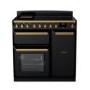 Rangemaster Estel Deluxe 90cm Induction Range Cooker - Gloss Black + Brass