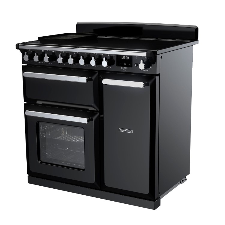 Rangemaster Estel Deluxe 90cm Induction Range Cooker - Gloss Black + Chrome