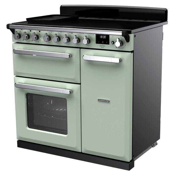 Rangemaster Estel Deluxe 90cm Induction Range Cooker - Mint + Chrome