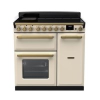 Rangemaster Estel Deluxe 90cm Induction Range Cooker - Pale Cream + Brass