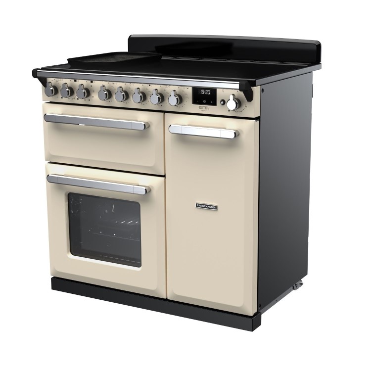 Rangemaster Estel Deluxe 90cm Induction Range Cooker - Pale Cream + Chrome