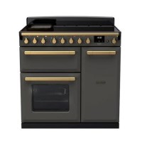 Rangemaster Estel Deluxe 90cm Induction Range Cooker - Slate + Brass