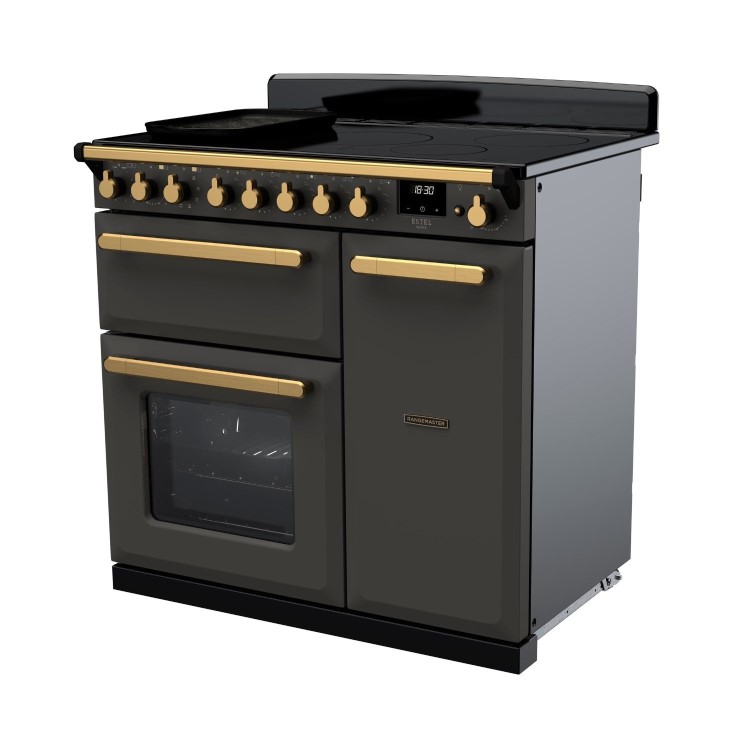 Rangemaster Estel Deluxe 90cm Induction Range Cooker - Slate + Brass