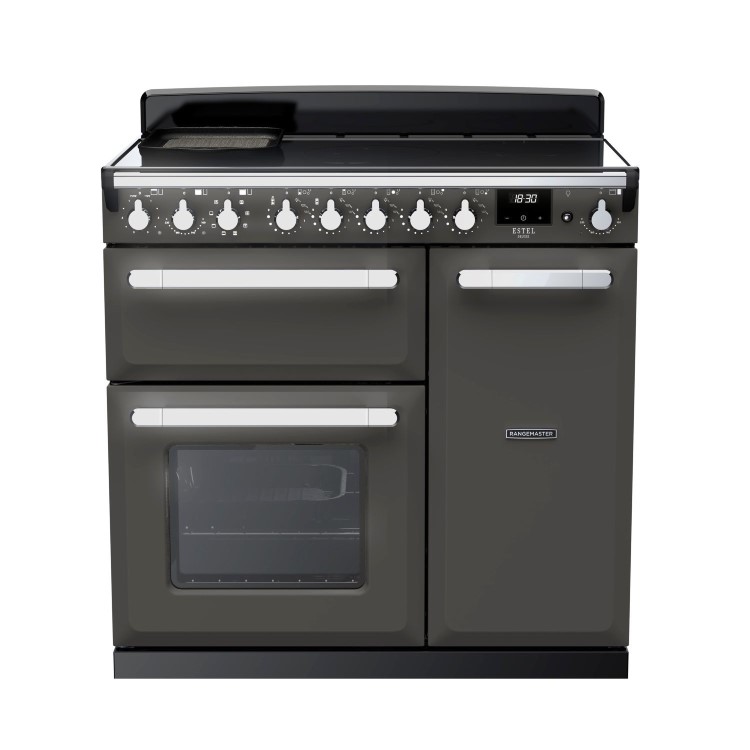 Rangemaster Estel Deluxe 90cm Induction Range Cooker - Slate + Chrome