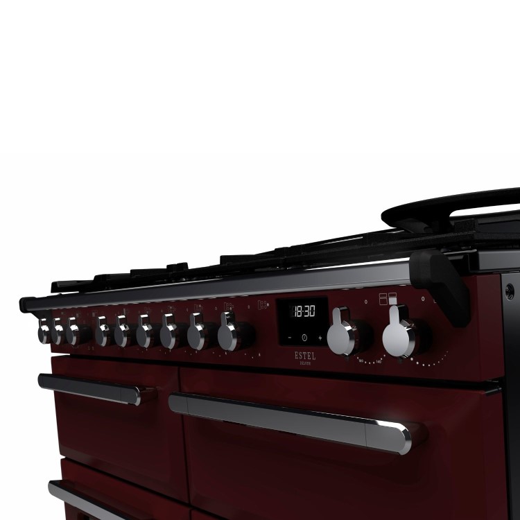 Rangemaster Estel Deluxe 110cm Base Cavity Dual Fuel Range Cooker - Bordeaux + Chrome