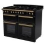 Rangemaster Estel Deluxe 110cm Base Cavity Dual Fuel Range Cooker - Gloss Gloss Black + Brass