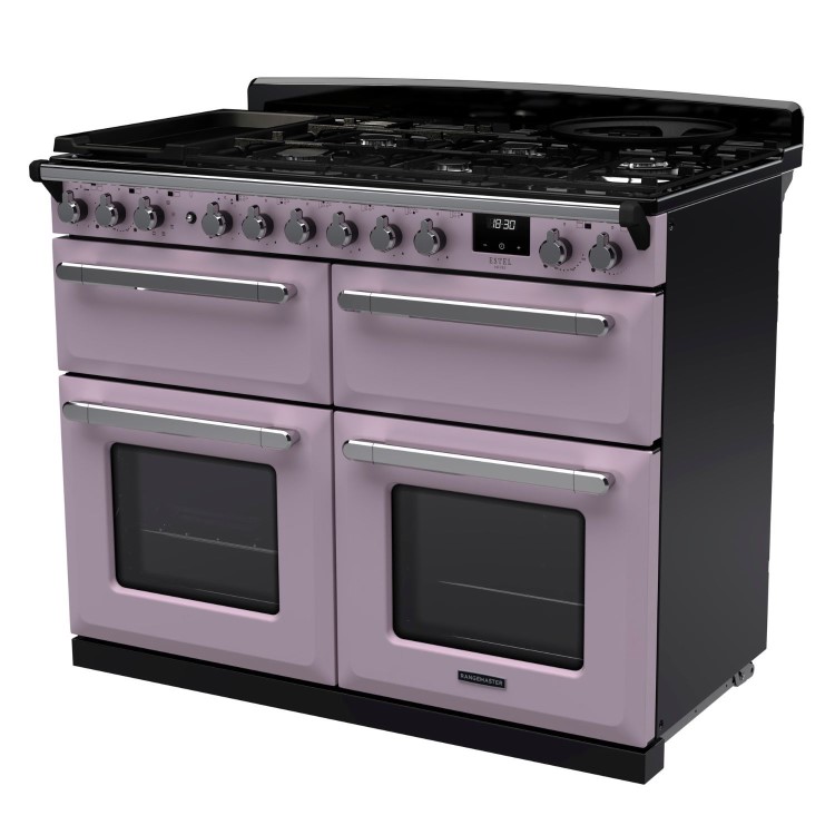 Rangemaster Estel Deluxe 110cm Base Cavity Dual Fuel Range Cooker - Heather + Chrome