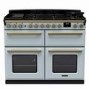 Rangemaster Estel Deluxe 110cm Base Cavity Dual Fuel Range Cooker - Misty Blue + Brass