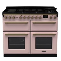 Rangemaster Estel Deluxe 110cm Base Cavity Dual Fuel Range Cooker - Pale Pink + Brass