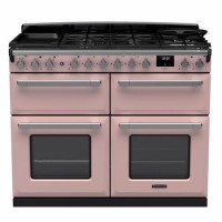 Rangemaster Estel Deluxe 110cm Base Cavity Dual Fuel Range Cooker - Pale Pink + Chrome