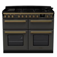 Rangemaster Estel Deluxe 110cm Base Cavity Dual Fuel Range Cooker - Slate + Brass