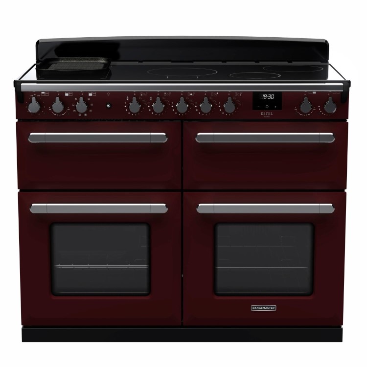 Rangemaster Estel Deluxe 110cm Base Cavity Induction Range Cooker - Bordeaux + Chrome