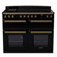 Rangemaster Estel Deluxe 110cm Base Cavity Induction Range Cooker - Gloss Black + Brass