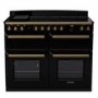 Rangemaster Estel Deluxe 110cm Base Cavity Induction Range Cooker - Gloss Black + Brass