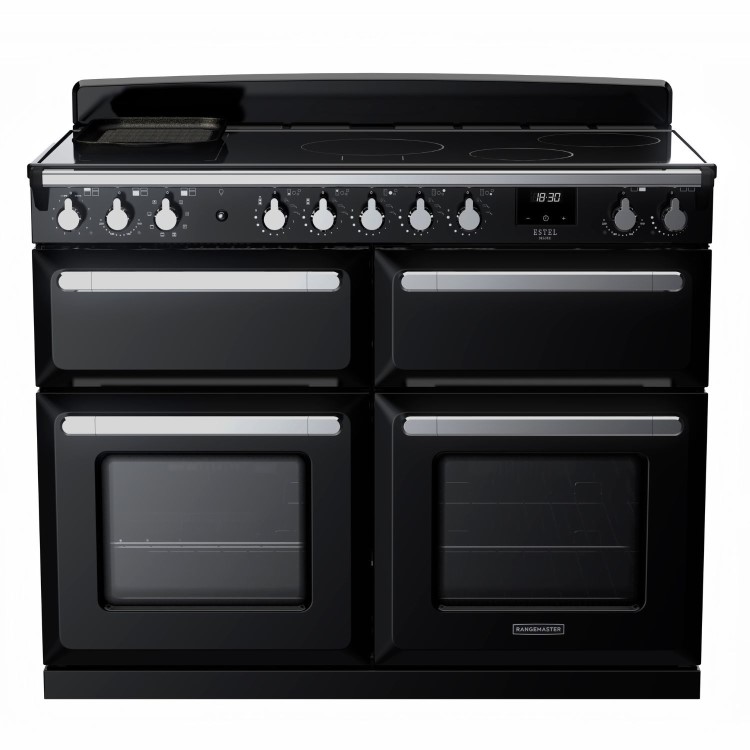 Rangemaster Estel Deluxe 110cm Base Cavity Induction Range Cooker - Gloss Black + Chrome