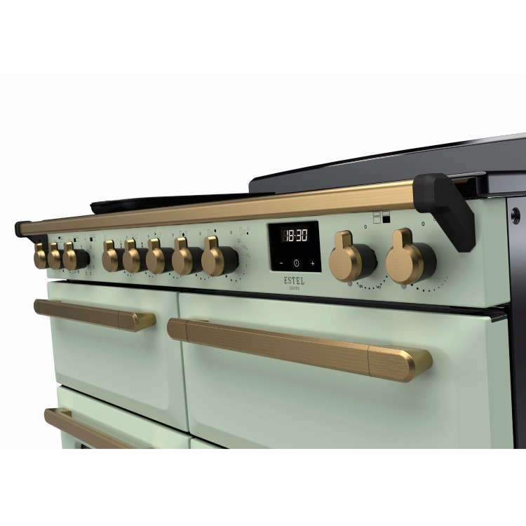 Rangemaster Estel Deluxe 110cm Base Cavity Induction Range Cooker - Mint + Brass