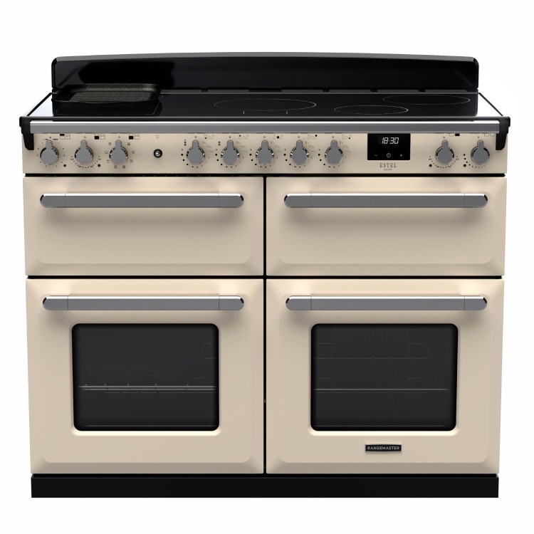 Rangemaster Estel Deluxe 110cm Base Cavity Induction Range Cooker - Pale Cream + Chrome