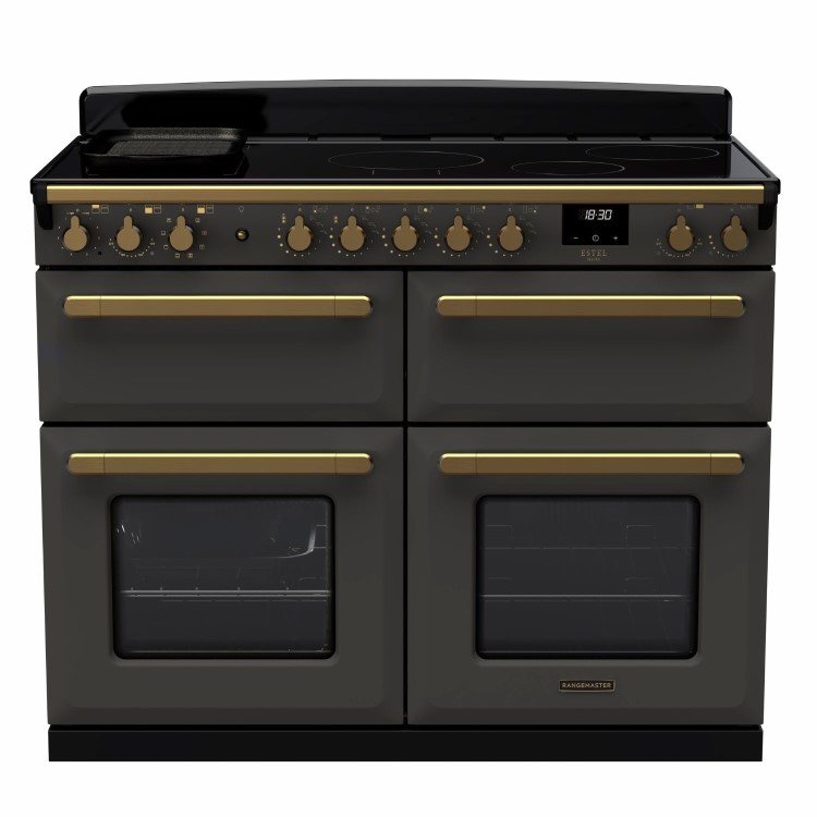 Rangemaster Estel Deluxe 110cm Base Cavity Induction Range Cooker - Slate + Brass