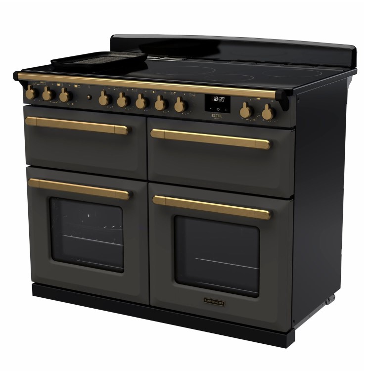 Rangemaster Estel Deluxe 110cm Base Cavity Induction Range Cooker - Slate + Brass