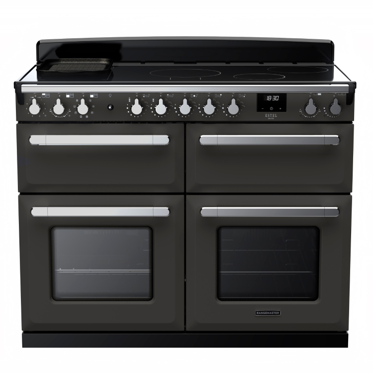 Rangemaster Estel Deluxe 110cm Base Cavity Induction Range Cooker - Slate + Chrome