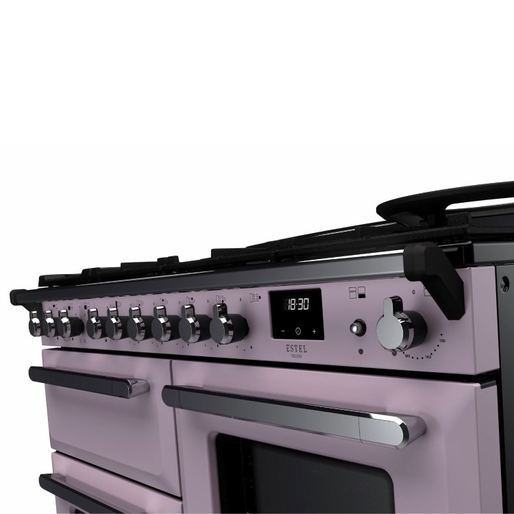 Rangemaster Estel Deluxe 110cm Dual Fuel Range Cooker - Heather + Chrome