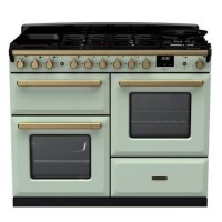 Rangemaster Estel Deluxe 110cm Dual Fuel Range Cooker - Mint + Brass