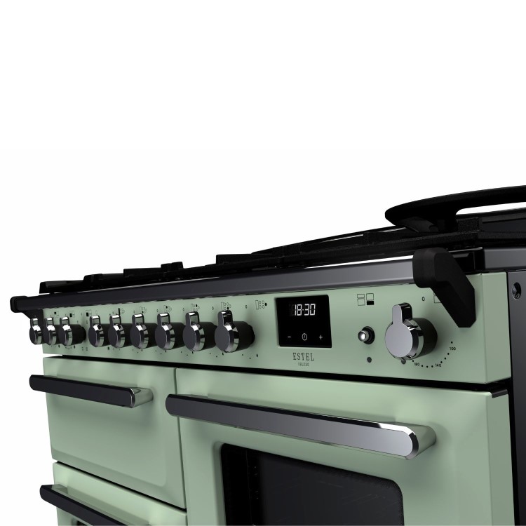 Rangemaster Estel Deluxe 110cm Dual Fuel Range Cooker - Mint + Chrome