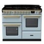 Rangemaster Estel Deluxe 110cm Dual Fuel Range Cooker - Misty Blue + Brass