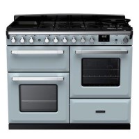 Rangemaster Estel Deluxe 110cm Dual Fuel Range Cooker - Misty Blue + Chrome