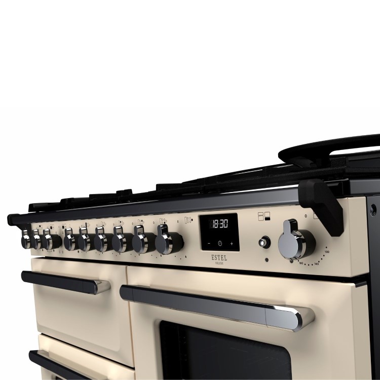 Rangemaster Estel Deluxe 110cm Dual Fuel Range Cooker - Pale Cream + Chrome