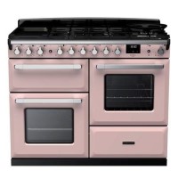 Rangemaster Estel Deluxe 110cm Dual Fuel Range Cooker - Pale Pink + Chrome