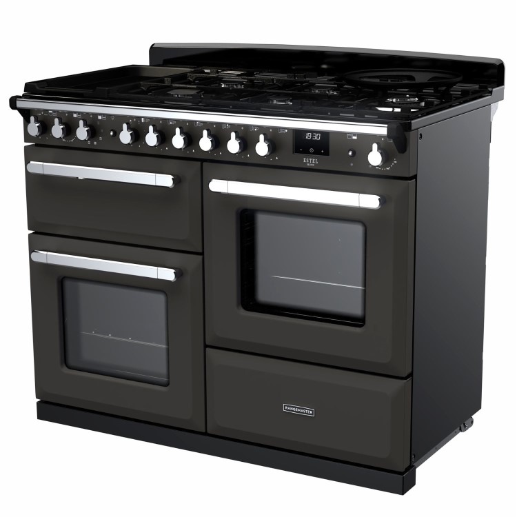 Rangemaster Estel Deluxe 110cm Dual Fuel Range Cooker - Slate + Chrome