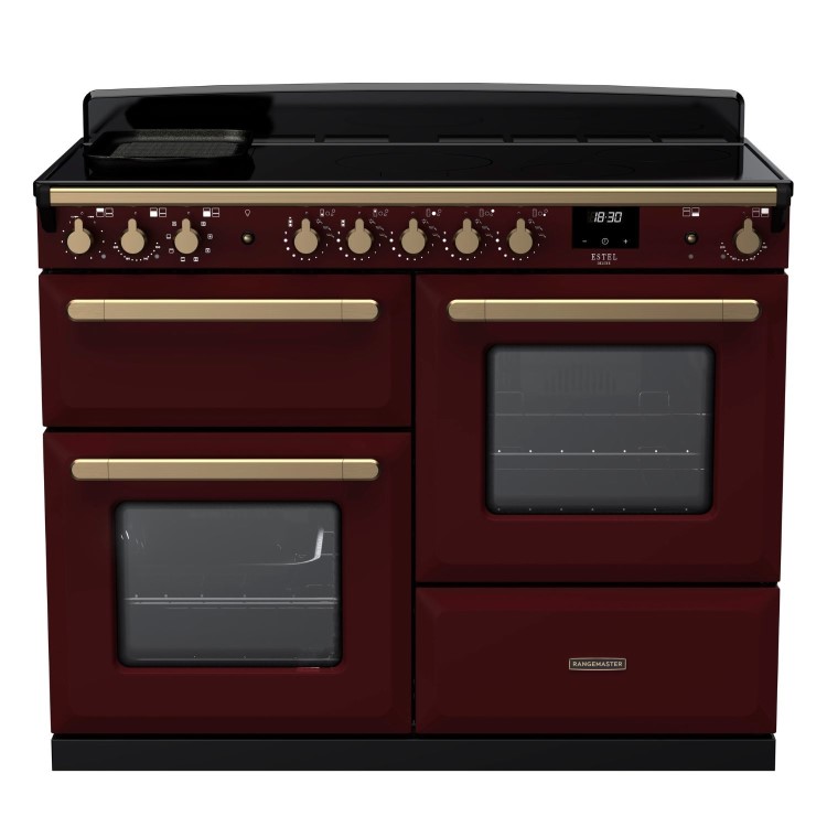 Rangemaster Estel Deluxe 110cm Induction Range Cooker - Bordeaux + Brass