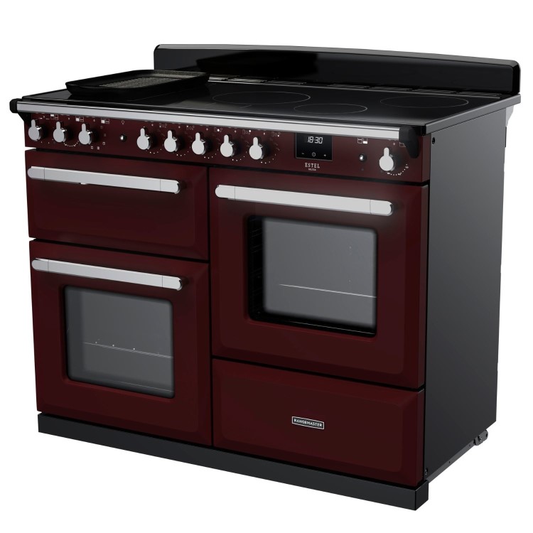 Rangemaster Estel Deluxe 110cm Induction Range Cooker - Bordeaux + Chrome