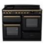 Rangemaster Estel Deluxe 110cm Induction Range Cooker - Gloss Black + Brass