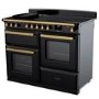 Rangemaster Estel Deluxe 110cm Induction Range Cooker - Gloss Black + Brass