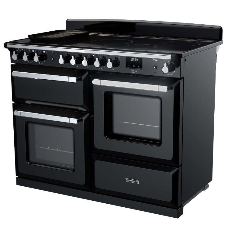 Rangemaster Estel Deluxe 110cm Induction Range Cooker - Gloss Black + Chrome