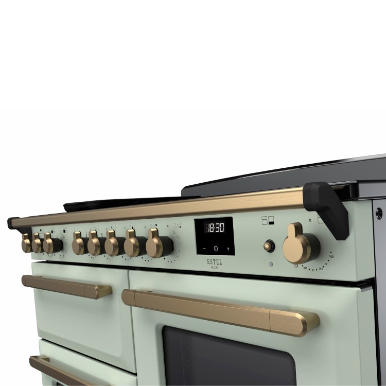 Rangemaster Estel Deluxe 110cm Induction Range Cooker - Mint + Brass