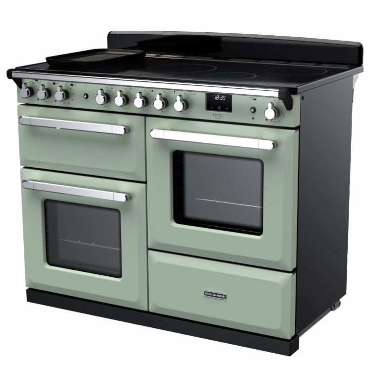 Rangemaster Estel Deluxe 110cm Induction Range Cooker - Mint + Chrome