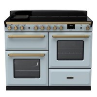 Rangemaster Estel Deluxe 110cm Induction Range Cooker - Misty Blue + Brass