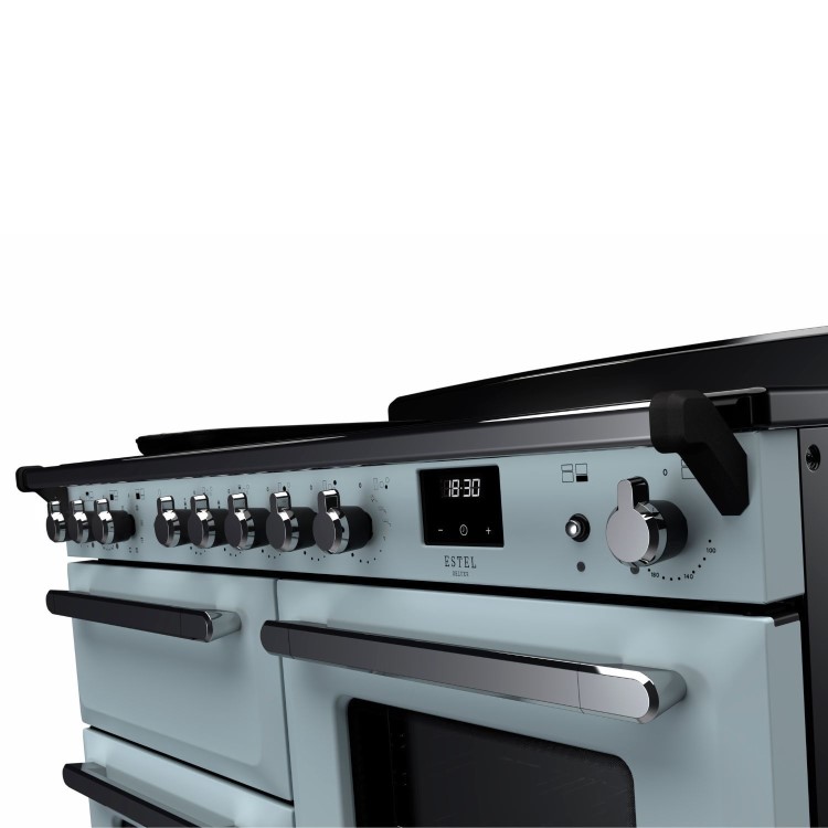 Rangemaster Estel Deluxe 110cm Induction Range Cooker - Misty Blue + Chrome