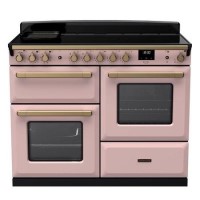 Rangemaster Estel Deluxe 110cm Induction Range Cooker - Pale Pink + Brass