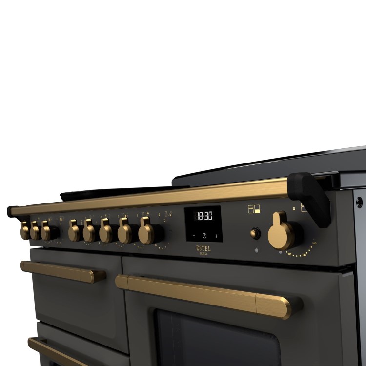 Rangemaster Estel Deluxe 110cm Induction Range Cooker - Slate + Brass