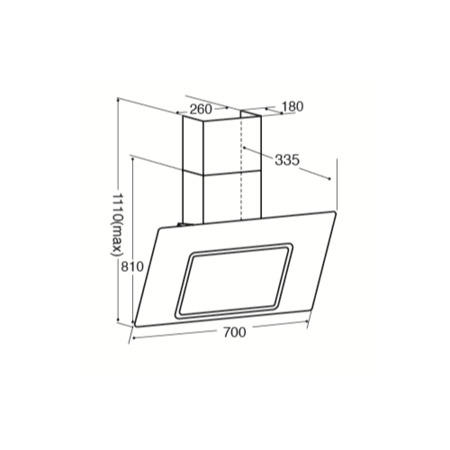 CDA 70cm Angled Chimney Cooker Hood with Touch Controls - Black