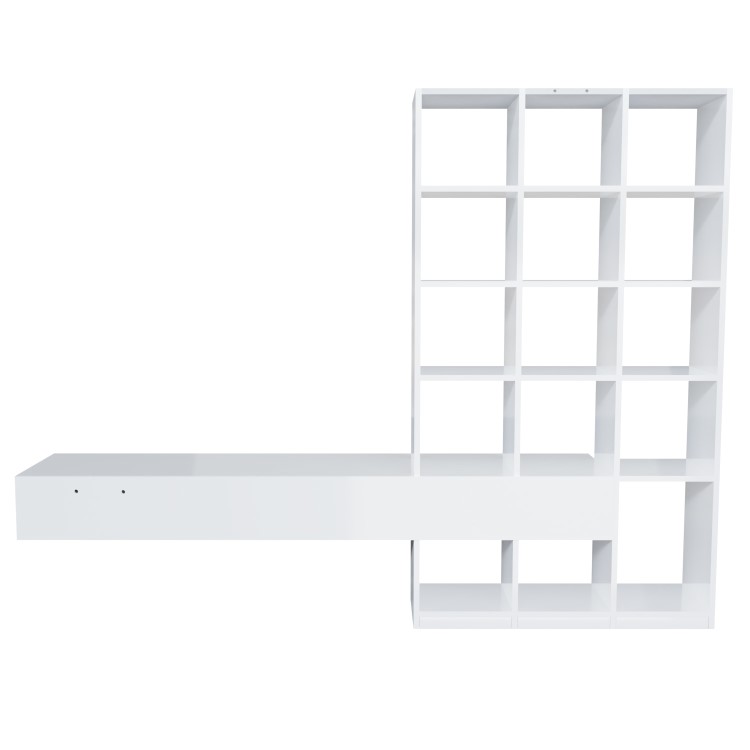 White Gloss Media Wall with Storage - Everett